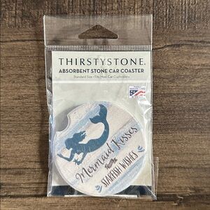 Thirstystone Absorbent Stone Coaster For Car • Mermaid Design • NWT